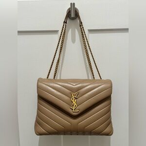 YSL Saint Laurent Medium Loulou Matelasse leather in Dark Latte
